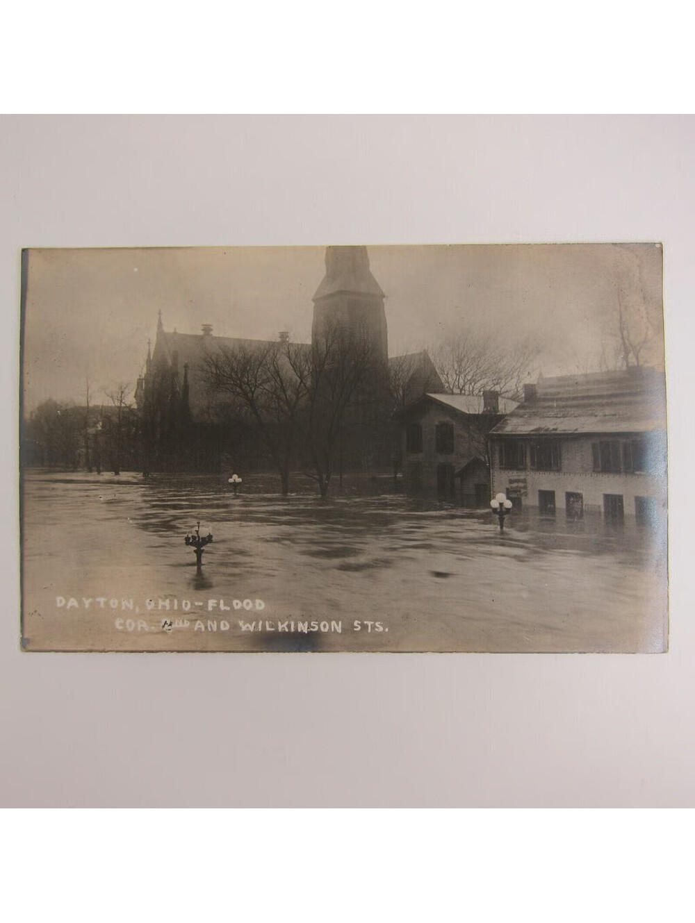 Real Photo Postcard RPPC 1913 Dayton Ohio Flood Corner 2nd & Wilkinson Antique